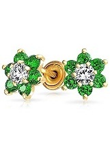 nice small Emerald baby birthstone earrings